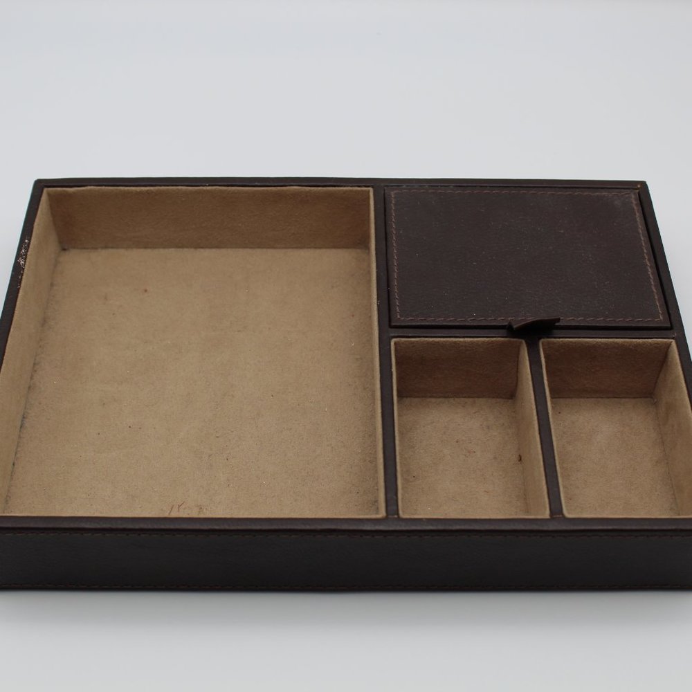 POTTERY BARN Brown Leather Accessories Vault Tray